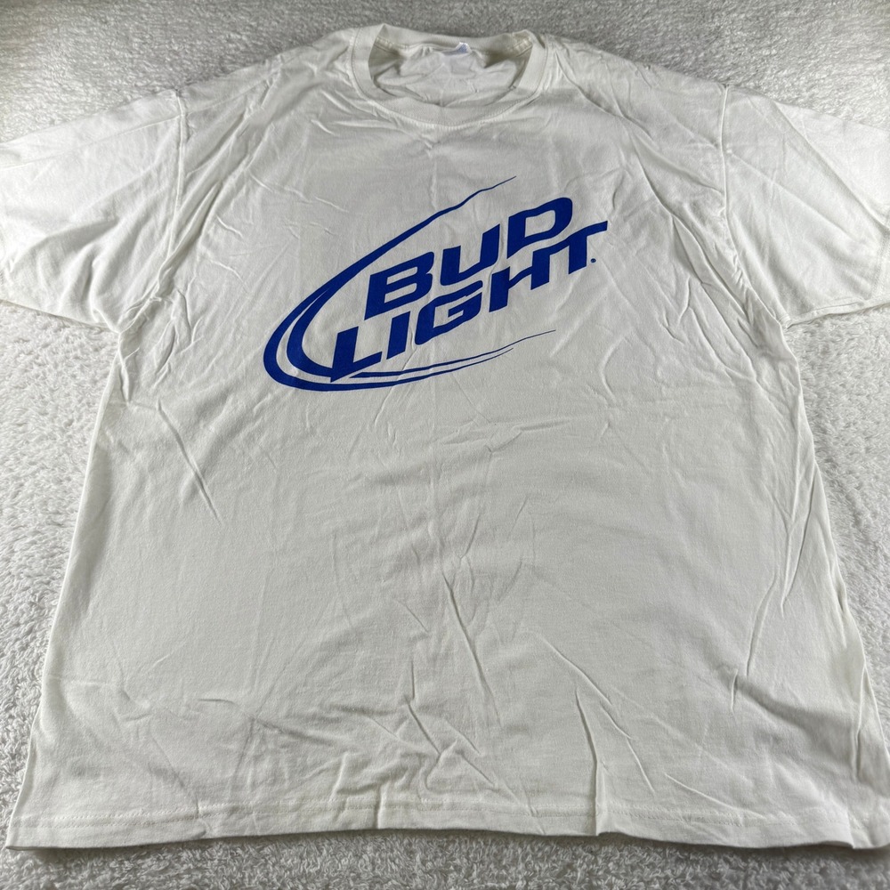 Vintage Double Sided Bud Light Graphic Tee Shirt White Hanes Heavy XL Beer